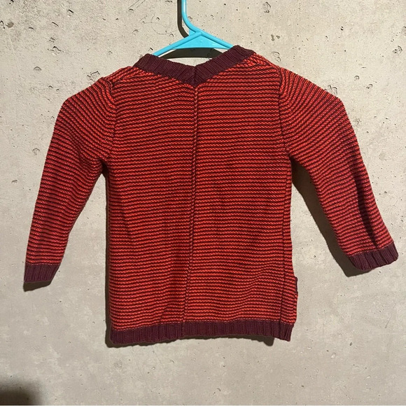 Old Navy Open-Front Long Cardigan Sweater Toddler Girls Red Striped Size 3T - Picture 5 of 7